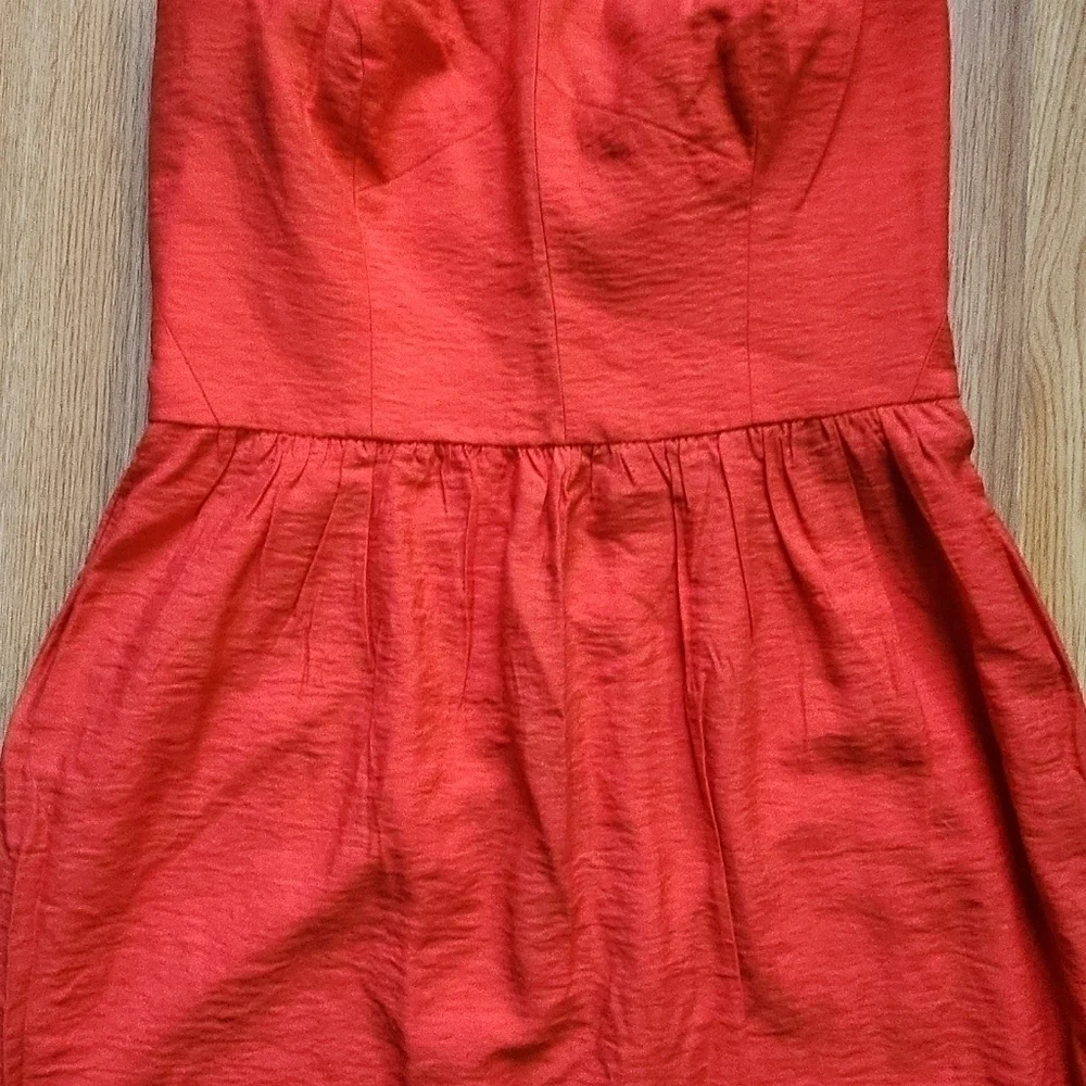 Ann Taylor LOFT strapless summer cocktail dress 4 coral - Picture 2 of 11